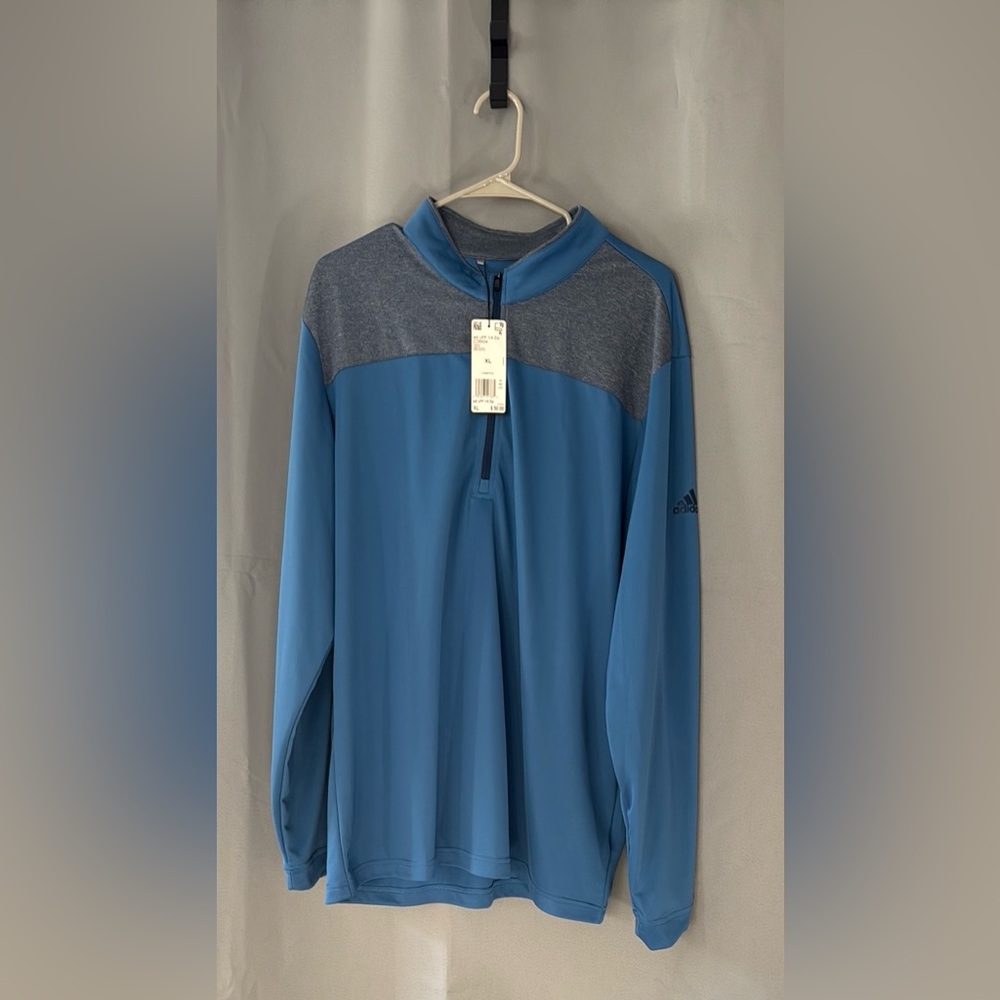 Adidas Blue and Gray Half-Zip Top